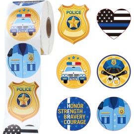 600 Pcs Police Stickers for Kids Police Party Favors Badge Stickers Police Officer Party Stickers Police Roll Name Tag Label Sticker Decals for Kids Police Birthday Party Supplies