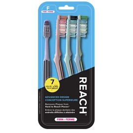 Reach Cepillo de dientes de diseño avanzado, cerdas firmes, paquete de 7 unidades