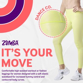 ZUMBA Women’s Dance Co. Ankle Leggings, Workout Printed Leggings, M, Snake-Print Foil