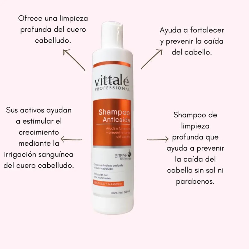 Shampoo Vittale Anticaída 320mL Libre de Parabenos y Crueldad