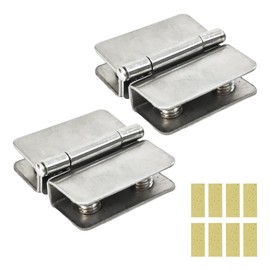 Runseaway 2PCS 180° Glass Door Pivot Hinge Kit, Stainless Steel Adjustable Double Clamp Hinges for 5-7mm Glass, Shower Door Replacement Parts with Screws