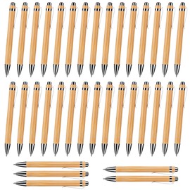 IWILCS Wooden Ballpoint Pens, Pack of 35 Wooden Ballpoint Pens, Bamboo Ballpoint Pen, Ballpoint Pen Set, Natural, Environmentally Friendly, Plastic-Free
