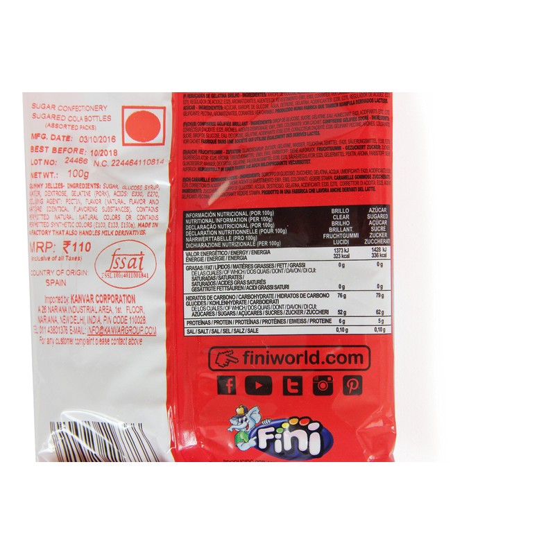 Fini Jelly Sour Cola 75 g (Pack of 12) -