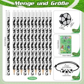 Kaisibum Pack of 48 Football Party Bags Boys Set with 12 Football Pencils, 12 Erasers, 12 Bracelets and 12 Football Toys for Football Fans and Children
