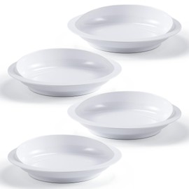 Jayour 4 Pack - Anti-Spill Scoop Plate with Lip Edge | Eating Utensils for Elderly Patients | Scoop Plates for Disabled Adults from Parkinsons, Stroke, Tremor | Non Skid Padded Bottom (White)