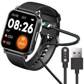 Compatible with Tykoit Smartwatch Charger, Lamshaw Replacement Magnetic USB Charging Cable Compatible with Tykoit Smartwatch 1.4/Oraimo Smart Watch Tempo S2 1.4/Eurans Smart Watch (Black)