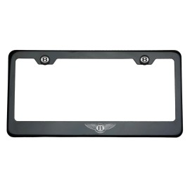 KA Black Chrome Fit bentley Logo Laser Engraved Stainless Steel License Plate Frame
