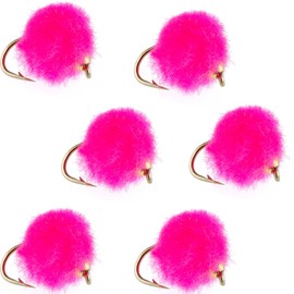 The Fly Fishing Place Bead Head Hot Pink Glo Bug Egg - 6 Wet Nymph Fly Fishing Flies - Hook Size 10
