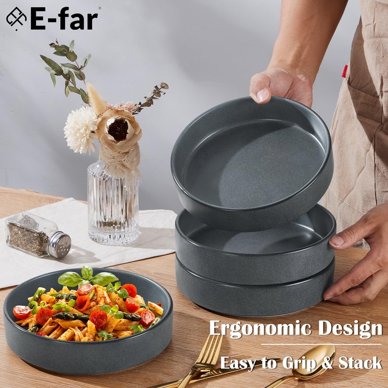Pasta Bowls Set of 4, 35oz Large Ceramic Bowl Plates,