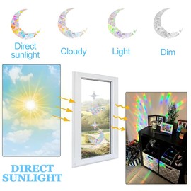 XURJUMI Pack of 28 Prism Window Decals PVC Anti-Collision Stickers Bird Protection Rainbow Window Film Circular Suncatcher Sticker Decoration for Stops Birds Door Window Dining Room