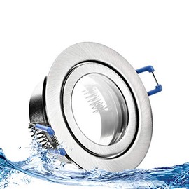 trendlights24 Mare IP44 Bathroom LED Recessed Spotlight, 230 V, Stainless Steel, Round, 3 Levels, Dimmable, Ultra Flat, 35 mm, Set of 3, 5 W, Warm White Ceiling Spotlights for Wet Rooms