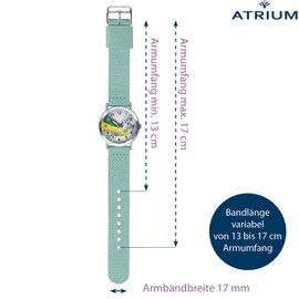 Atrium Children's Girls' Analogue Quartz Watch with Nylon Strap, Mint Textile Strap and Siabelle Horse Motif Dial, Pastel Colours, A44-13, mint, Strap.
