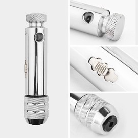 Gunpla Adjustable T-Handle Ratchet Tap Holder M5–M12 Threading Wrench Hand Machine Ratcheting Screw T-Shaped Tapping Thread Metric Plug Tapper Tool