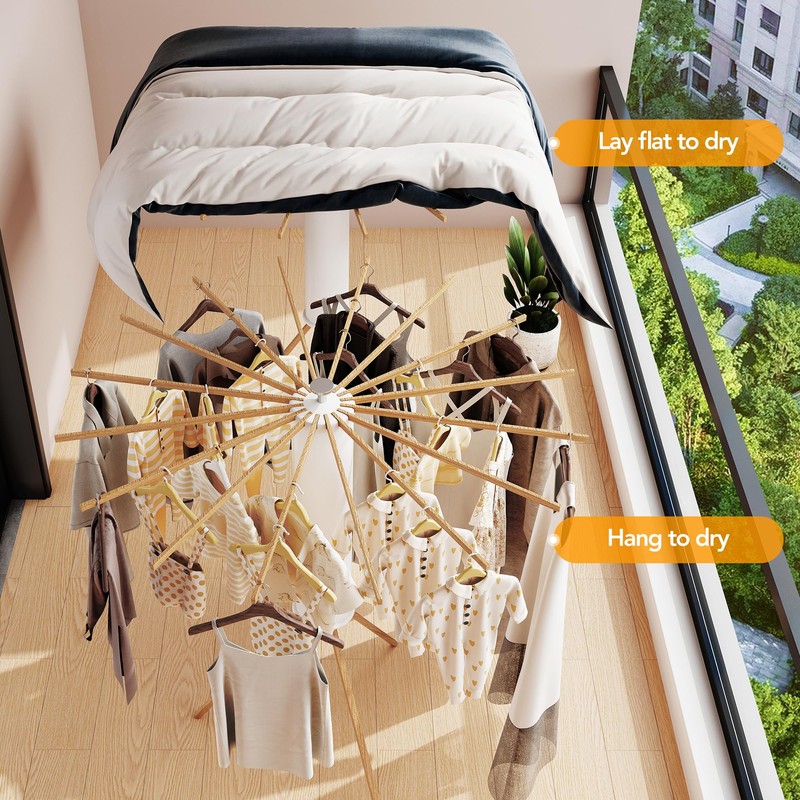 LIENAHU Clothes Drying Rack Tripod,Drying Rack Clothing,Laundry Drying Rack,Floor Standing,16