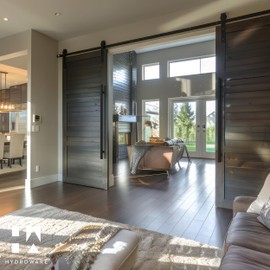 HYDROWARE Modern Contemporary Long Stainless Steel Push Pull Door Handle for Home Entrance Glass Shower Wooden Barn & Office Store Shop Doors (Black, 48 Inch)