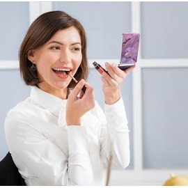 dcdcee pocket mirror, small travel mirror with magnification, Portable Double-Sided Magnifying Cosmetic Mirror for Daily (Purple butterfly)