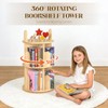 Kryonix Rotating Bookshelf for Kids, Solid Pine Wood Spinning Bookshelf