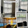 Blue Linen Kitchen Curtains 20 inch Length Pinch Pleat Cafe