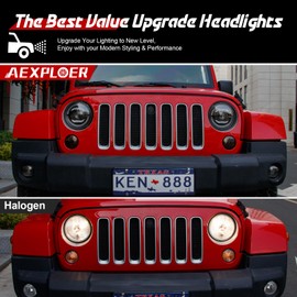 Aexploer 7 inch Round LED Headlights with High&Low Beam&DRL Compatible with Wrangler JK TJ LJ 1997-2018,for Defender 90/110 1983-1997,for MX-5 1990-1997 Clear Len White Light