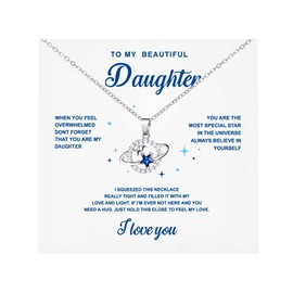 Gmai To My Daughter Star Moon Planet - Collar de circonita cúbica con tarjeta de regalo de zafiros, regalo de cumpleaños y graduación para hija, Metal, Circonia cúbica A mi hija, estilo 2
