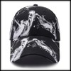White Fang CA487 Caps, English Letters, Marble Pattern, Brim Length,
