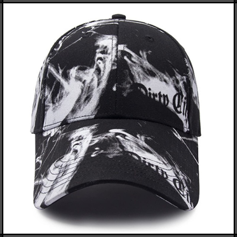 White Fang CA487 Caps, English Letters, Marble Pattern, Brim Length,