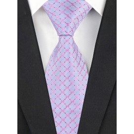 Gingham - Corbatas para hombre, diseño de lunares, azul claro, rosado (Light Blue Pink), Talla única