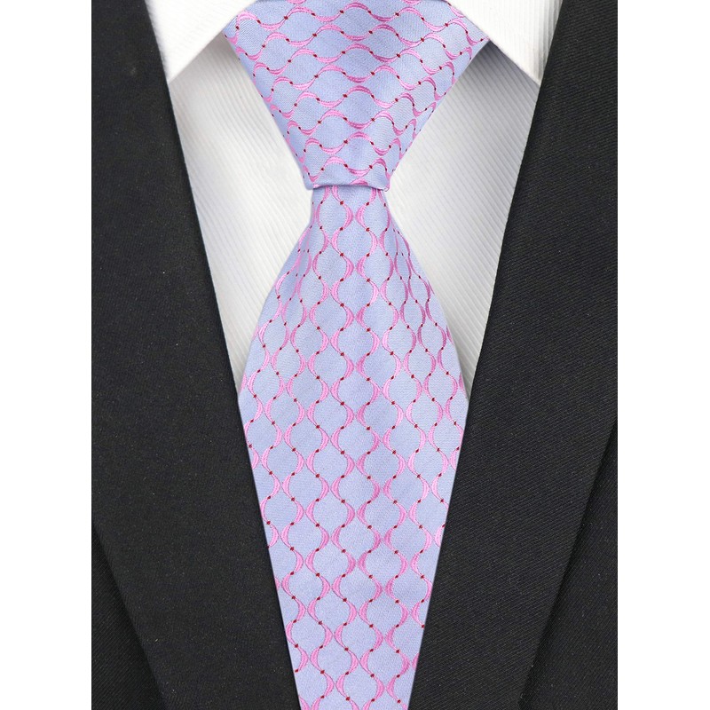 Gingham - Corbatas para hombre, diseño de lunares, azul claro,
