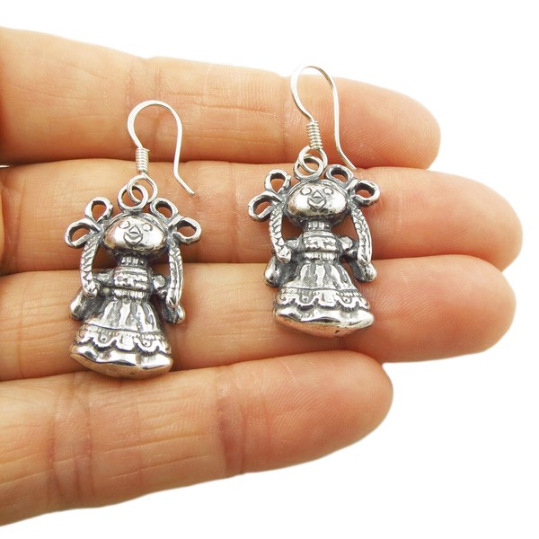 Mexican Adelita 925 Sterling Silver Female Girl Courage Symbol Earrings