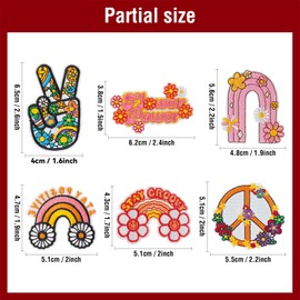 IANZE 48PCS Hippie Vintage Iron on Patches, Retro Aesthetics Applique Embroidered Sew on/Iron on Patches for Clothes, Dress, Hat, Jeans, DIY Accessories
