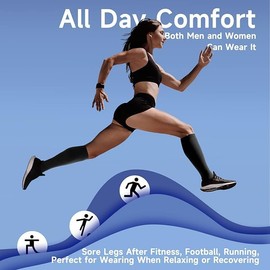 Women's open toe pressure socks multifunctional calf socks sleep elastic compression socks long tube (Black+Skin tone, L/XL)