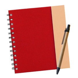 Libreta Ecológica de Cartón con Espiral y Cierre Magnético | Con Notas Adhesivas, Blocks de Notas y Bolígrafo | 70 Hojas Rayadas | Cuaderno de Notas Ideal para Papelería, Oficina y Escuela (Rojo)