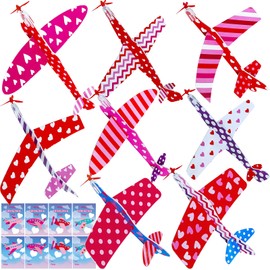 Winlyn 32 Sets Valentines Day Foam Airplanes Glider Planes with Cards for Kids Boys Girls Valentine Planes Party Favors School Classroom Gift Exchange Valentines Treats Prizes Goodie Bag Stuffers Toys