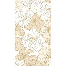 IHR Ideal Home Range Dinner Napkins Disposable 3-Ply Paper Hand Towels, 8.5" x 4.5", White Hibiscus Gold, 16-Count