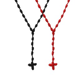 twinkle eye Handmade Irregular Catholic Cord Rosary Necklace Knotted Rope Rosary Cross Knot Necklace Set Black Knotted Cord Rope Rosary Beads Large And Strong For Men Women