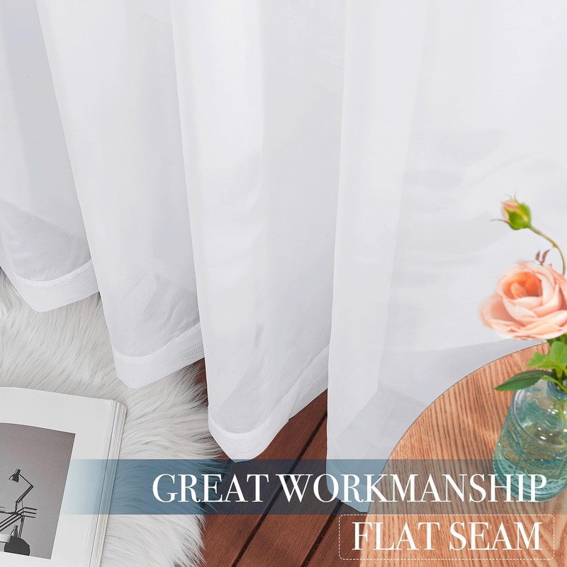 PONY DANCE Voile Curtains 30 Inch Drop White Caravan Sheer