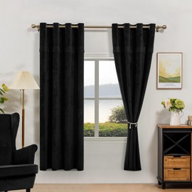 Fillarrie Home Fashion Soft Velvet Window Curtains,Living Room Bedroom Balcony Insulation/Light Filtering Black,52"x84",Pleated Decoration,Grommet, 2 Pieces