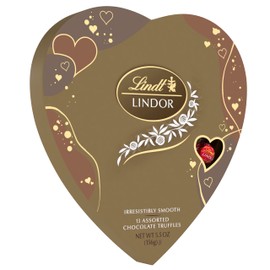 Lindt LINDOR Assorted Chocolate Candy Truffles Heart, Valentine's Day Assorted Chocolate with Truffle Center, 5.5 oz.