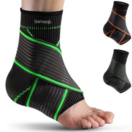 Ankle Support Brace strap for Ligament Damage, Sprained Ankles, plantar fasciitis & Achilles Tendonitis Relief Compression Support for Women, Men, and Athletes Foot Brace for Sports (1, Green, M)