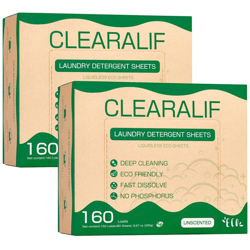 CLEARALIF Laundry Detergent Sheets up to 320 Loads (160 sheets),