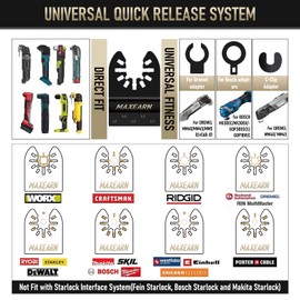 MaxEarn 10Pcs 70mm Extra Long Oscillating Saw Bla-des, Titanium Multitool Bla-des with 3 Adapter, Universal Quick Release Oscillating Tool Accessories for Cutting Metal, Wood, Plastic