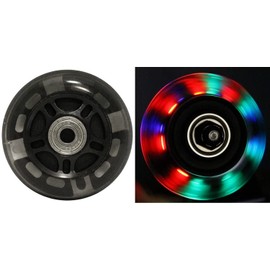 KSS 82A Skate Ripstik Luggage LED Inline Wheels with Bearings (2 Pack), 64mm, Black