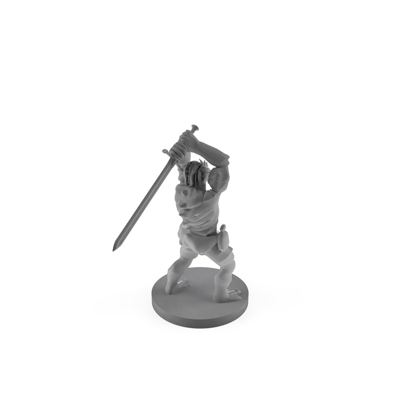 Dragonborn Barbarian with Sword Tabletop DND Gaming Miniature