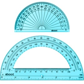 EBOOT 2 Pcs Plastic Protractor Clear 180 Degrees Transparent Protractor for Geometry, 4 Inch and 6 Inch(Blue)