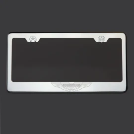 KA T304 Chrome Polished Aston Martin Logo Laser Etched Engraved license Plate Frame