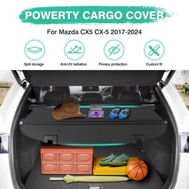 Powerty Cargo Cover for Mazda CX5 CX-5 2017-2024 2025 Accessories Retractable Trunk Cover Waterproof Trunk Security Cover Shielding Shade No Gap