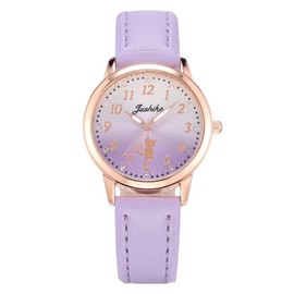 Qiowyuo Children's Wristwatch, Quartz, Analog Display, Girls, Children's Watch, Children's Day, School Entrance to School, Kindergarten, Back to School, Birthday, Celebration, 12.20-purple