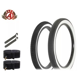 Alta SCHWINN STYLE WHITEWALL 16 X 1.75 BRICK S2 W/ 20 X 2.125 S2 WIDE SLICK 6PC SET.