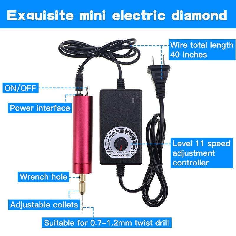 YOLUFER Electric Mini Drill with 10 Pcs Twist Drills Bits