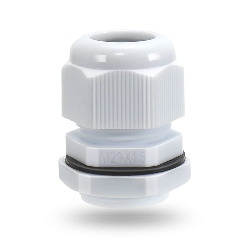 10 Pack M20 20mm IP68 Waterproof White Cable Glands, Suitable